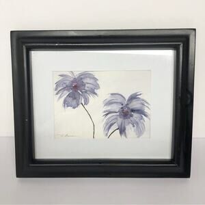 Original Artwork Framed Loose Watercolor Floral Art Painting by H. Barrow